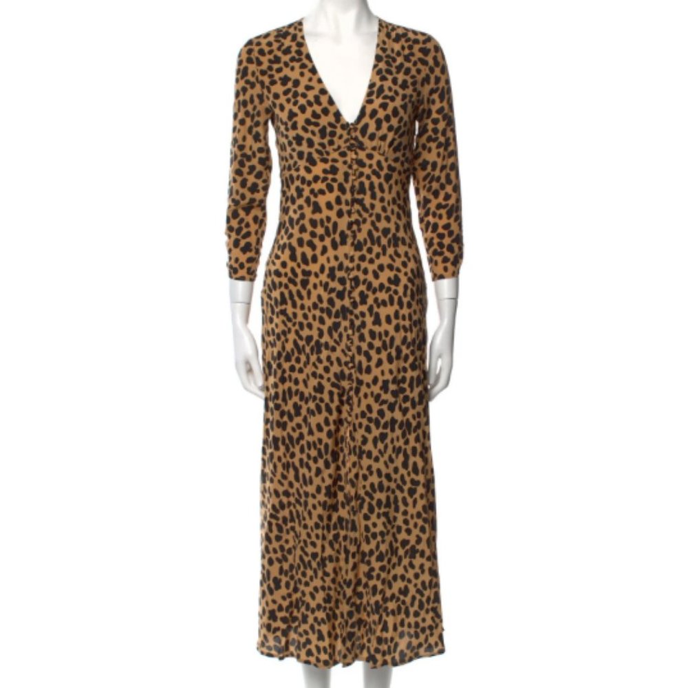 NWT RIXO SILK MIDI DRESS BUTTON DOWN